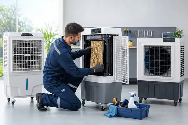 Técnico da K10 fazendo manutenção de climatizador